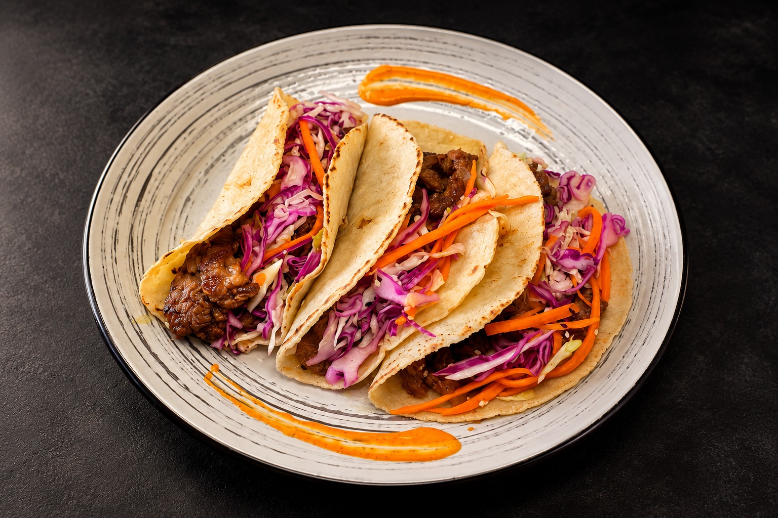 Korean fusion tacos in cinematic light
